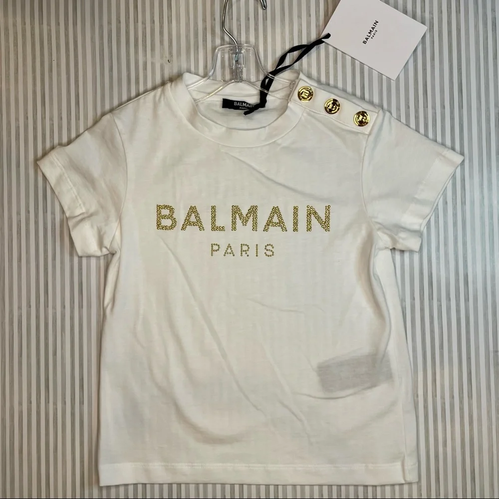 NWT! BALMAIN Girls White T-Shirt Sz. 4Y - Picture 5 of 7